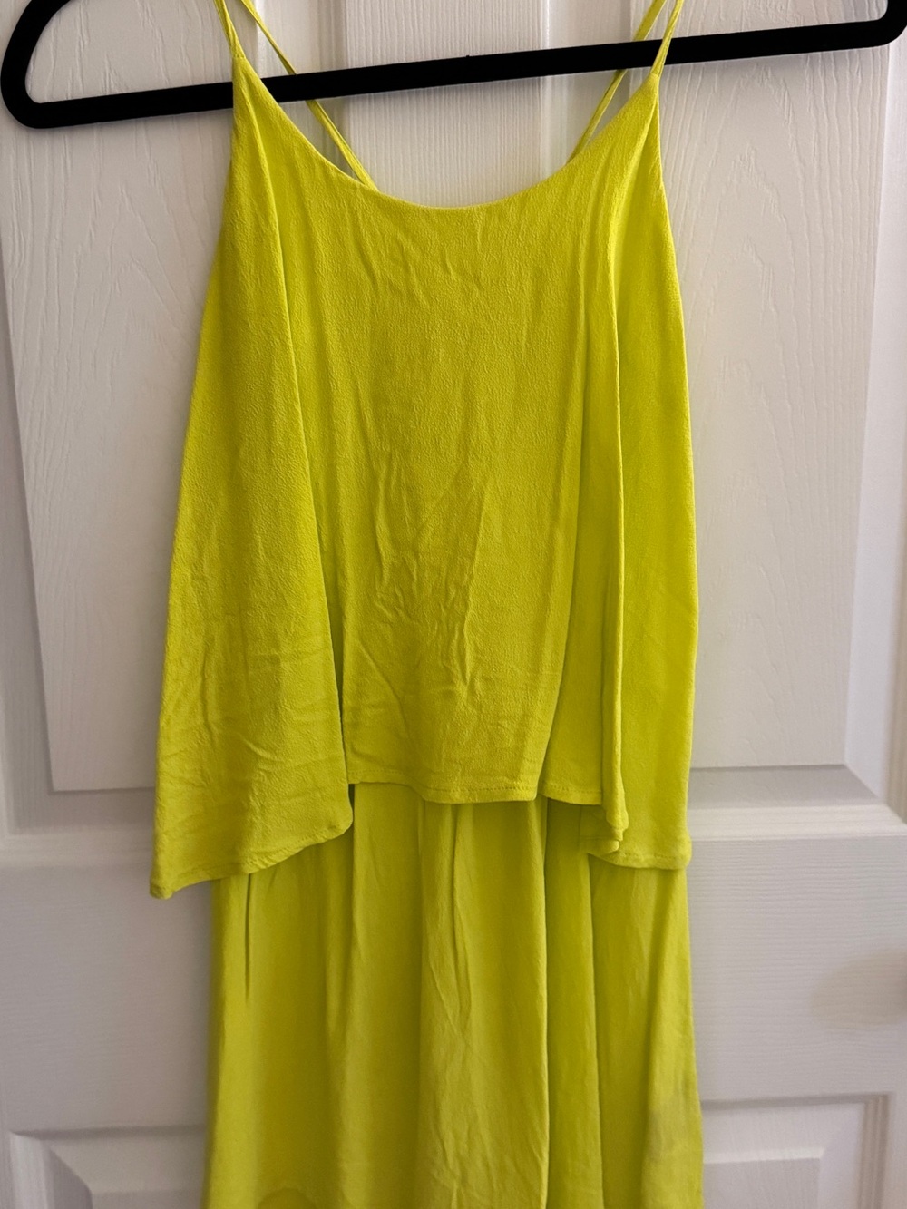 Patterson J. Kincaid Neon Yellow Spaghetti Strap Mini Dress- adjustable straps